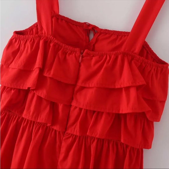 🎈🧨💗Host Pick ☄️🧨 New Red tiered ruffle dress with bow tie detail | Size S - Picture 9 of 9